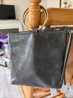 Joy Susan Black Crossbody Bag with Gold Ring Handle
